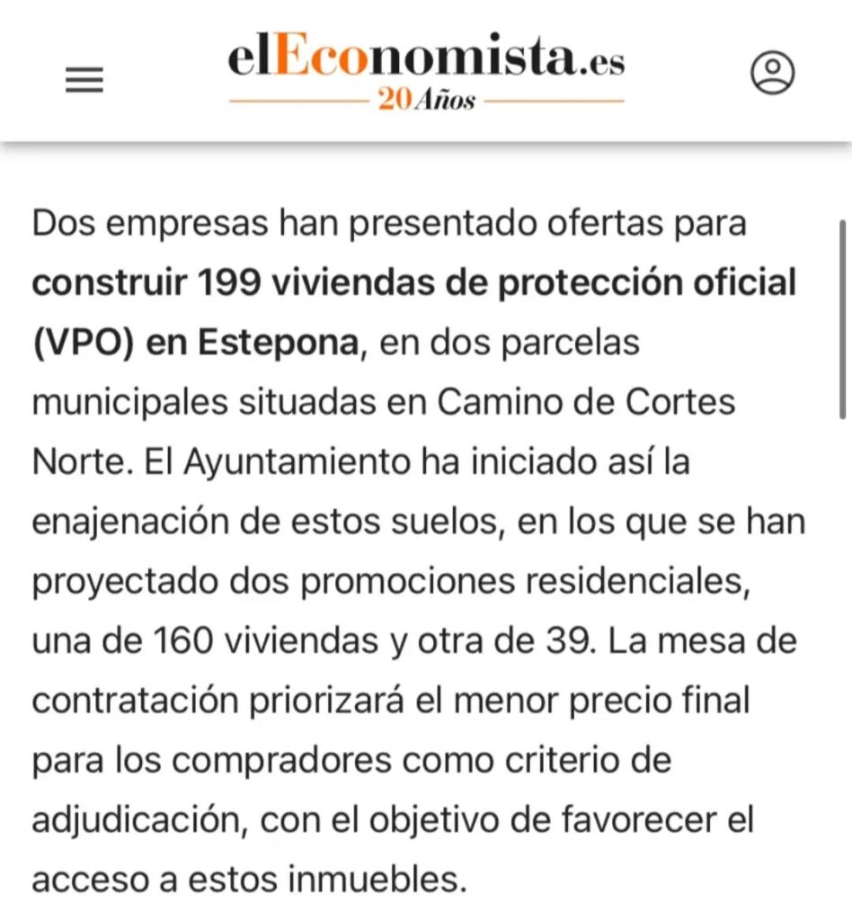 Mientras Estepona avanza en su plan para dotar a la ciudad de Viviendas de Protección Oficial (VPO),…